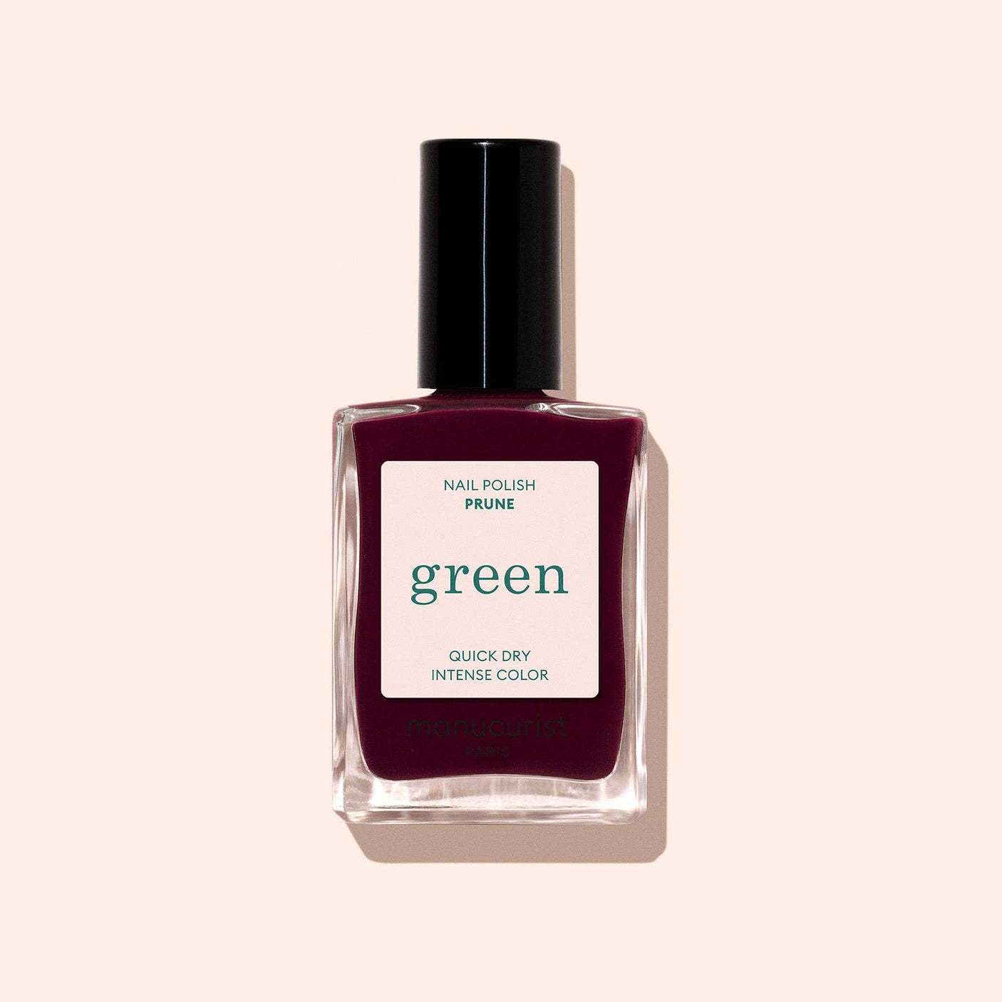 Frasco de esmalte de uñas Manucurist Green color Ciruela, un morado rojizo profundo y elegante en Biovardi.