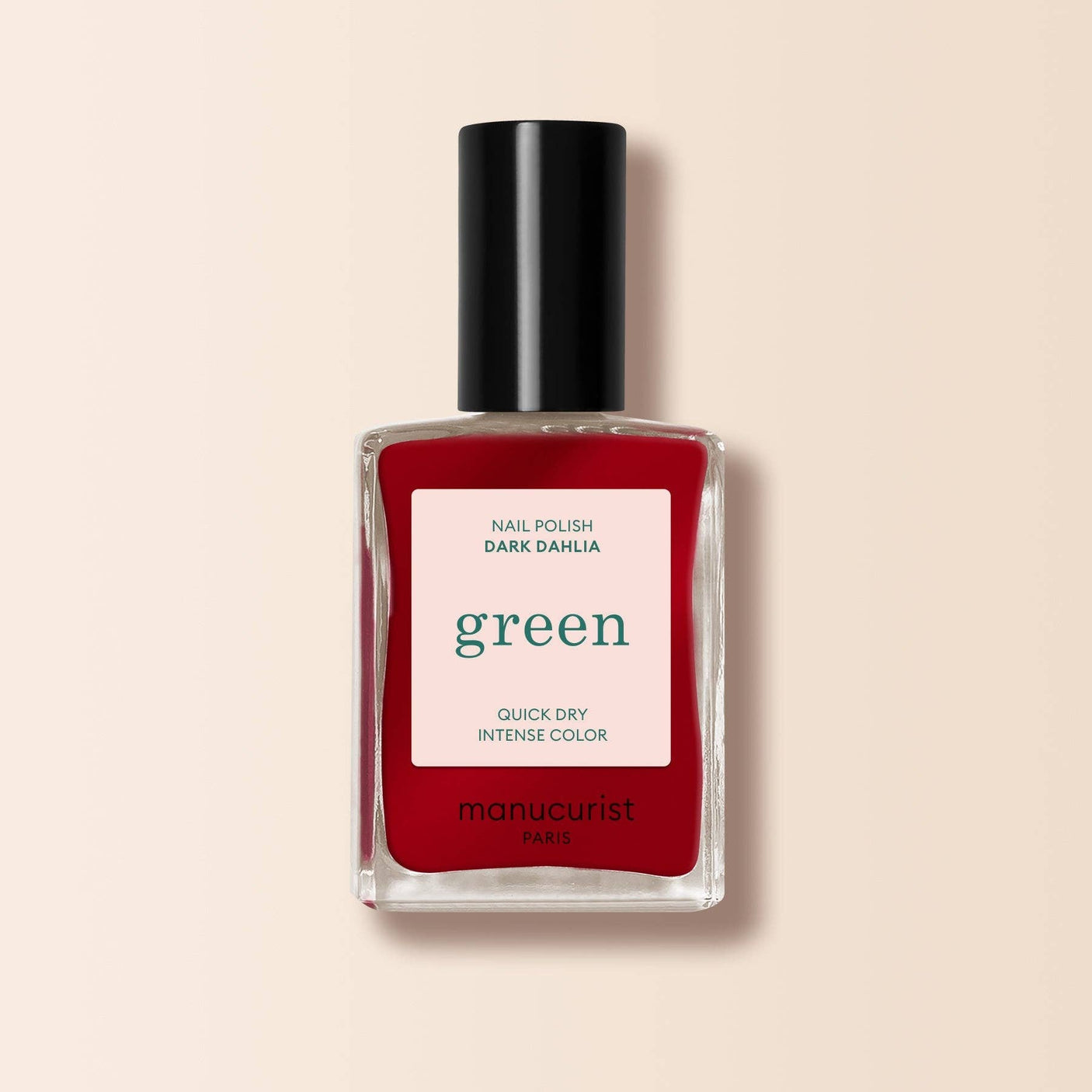 Esmalte de uñas ecológico Manucurist Green color Dark Dahlia, un burdeos oscuro intenso disponible en Biovardi.