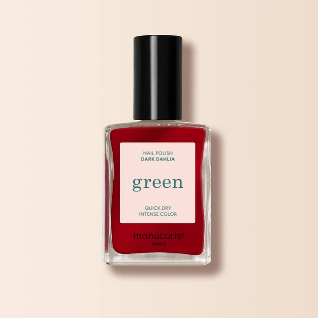 Esmalte de uñas ecológico Manucurist Green color Dark Dahlia, un burdeos oscuro intenso disponible en Biovardi.