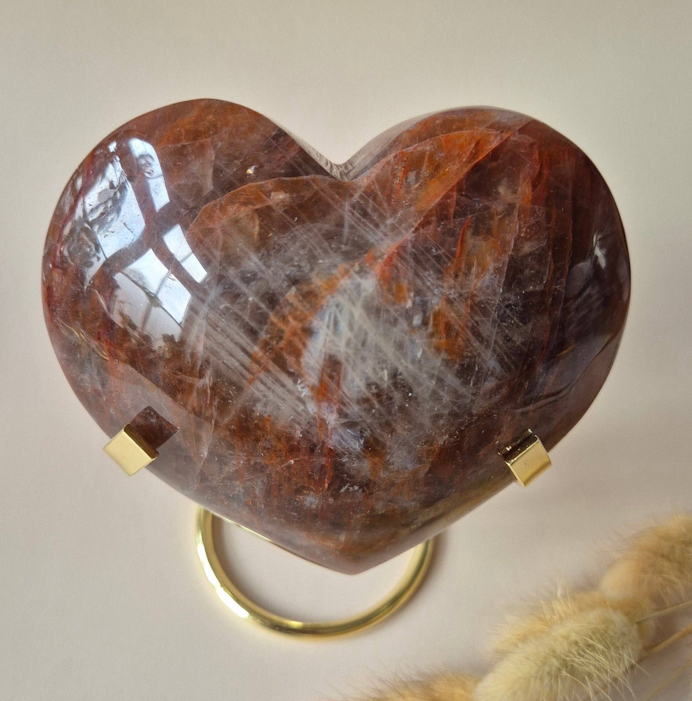 XXL Piedra Preciosa Gran Corazón de Cuarzo de Fuego -753 gramos Cuarzo Hematoide
