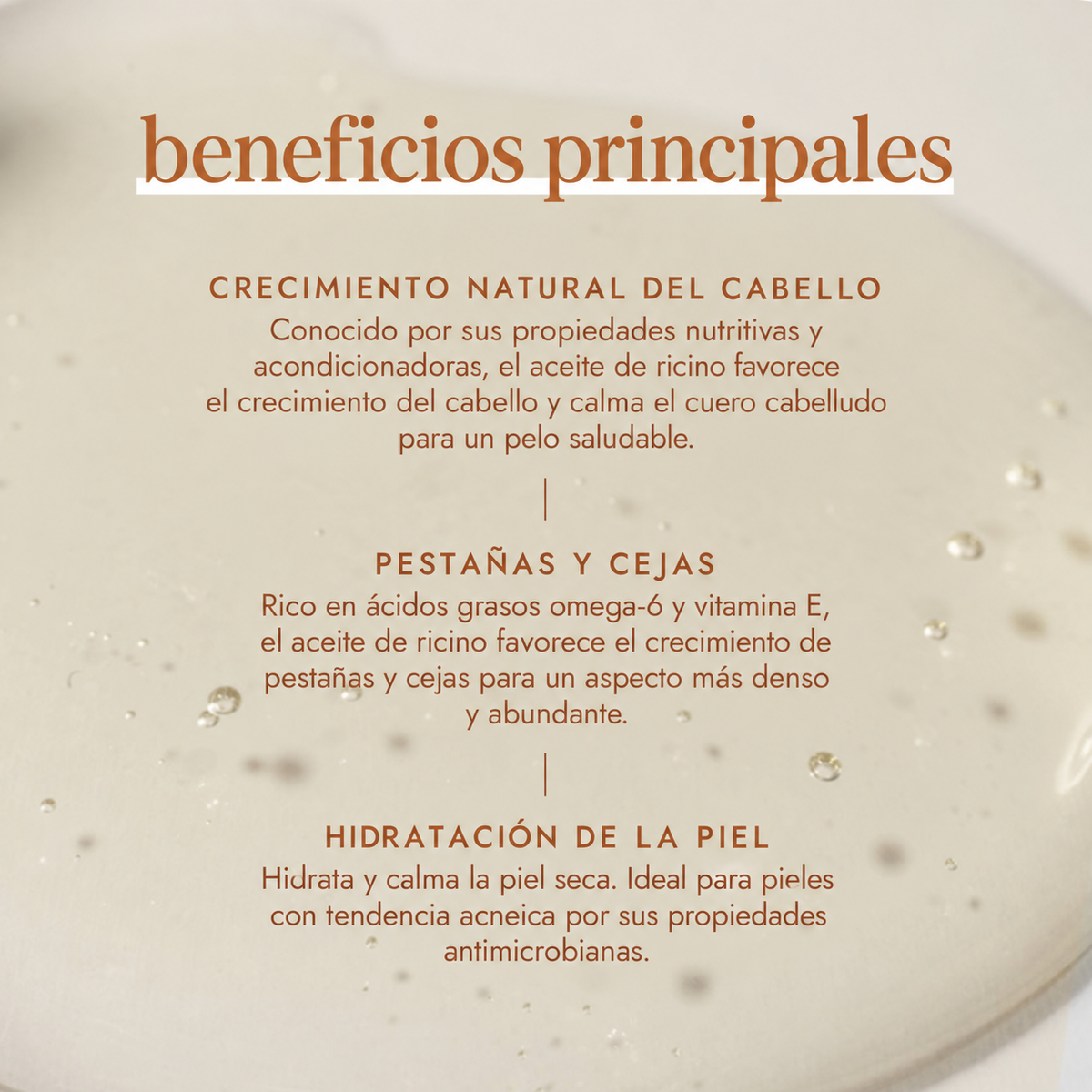 Beneficios del aceite de ricino Fushi: imagen del fabricante traducida al español