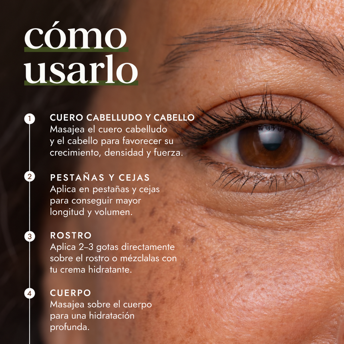 Cómo usar Fushi Castor Oil en cabello, cejas, rostro y cuerpo