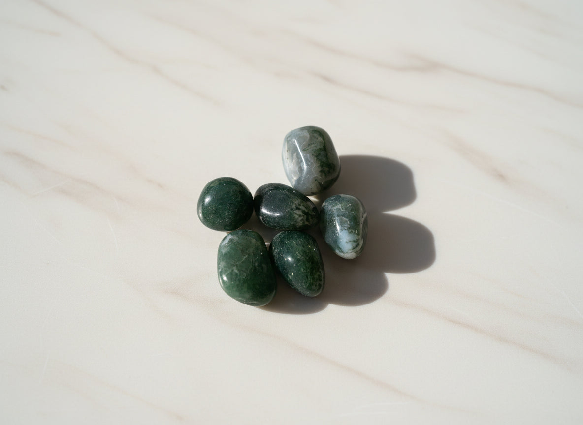 Ágata verde natural pulida de alta calidad para calma, equilibrio emocional y bienestar diario