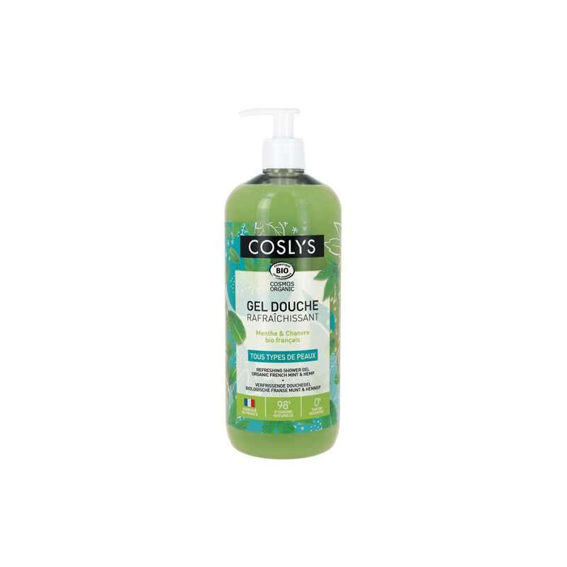 Coslys Gel de ducha refrescante Menta y Cáñamo 1 L