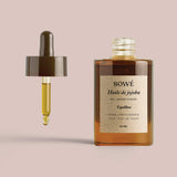 Detalle del cuentagotas y frasco abierto del aceite de jojoba Bio Sowé de 50 ml