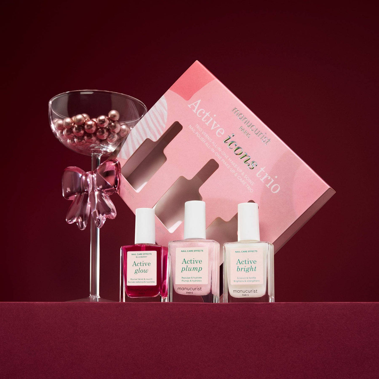 Set de regalo Manucurist Gimme Glow con tratamiento Active Glow y aceite de cutículas Huile Verte en Biovardi.