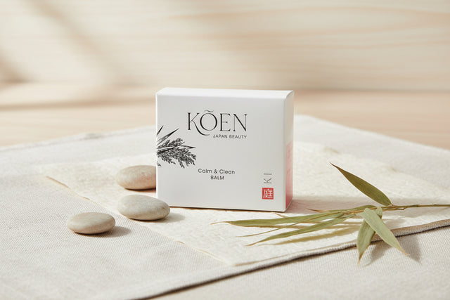 Bálsamo limpiador KI Calm & Clean Balm de KÕEN Japan Beauty, primer paso del ritual de doble limpieza en Biovardi.
