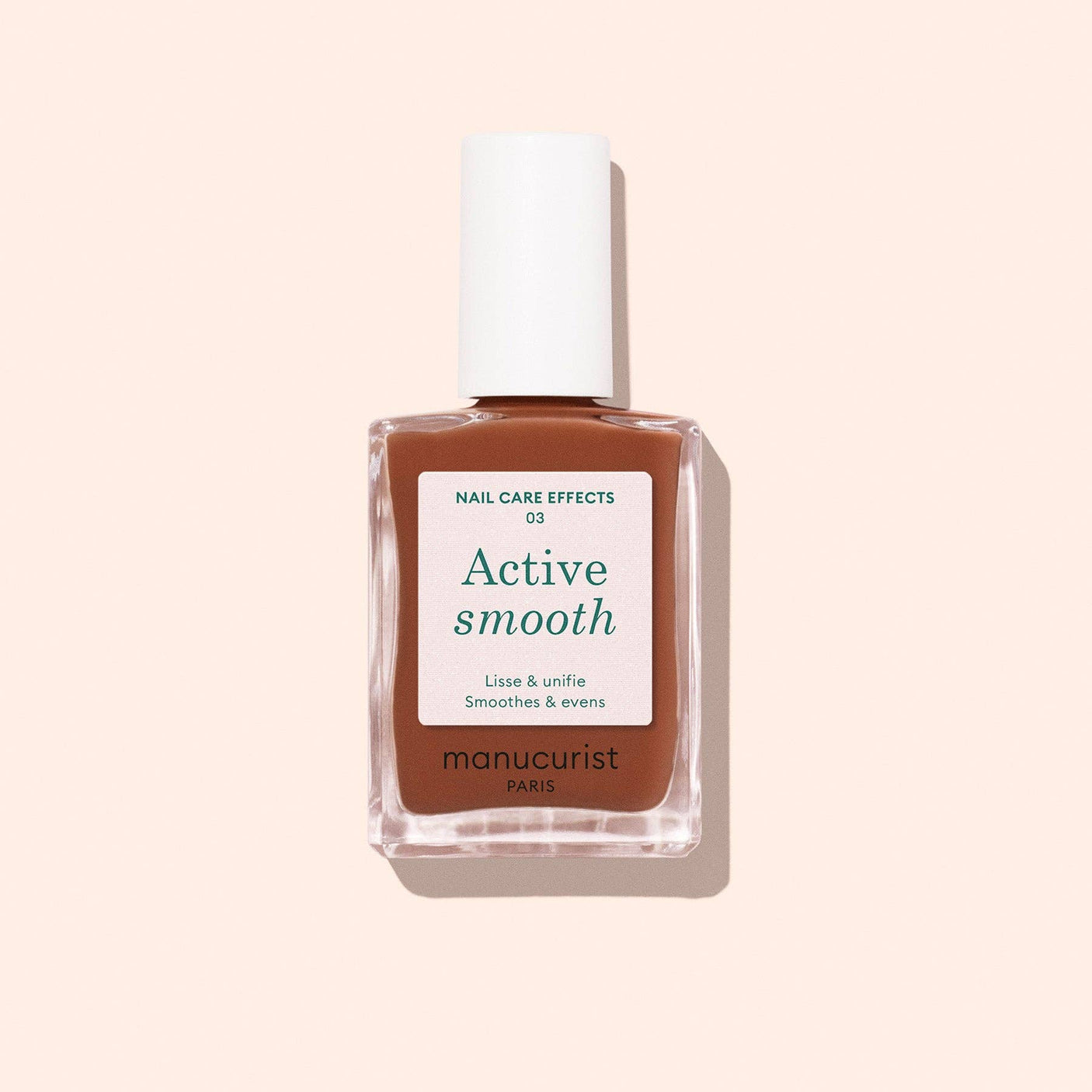Tratamiento de uñas Active Smooth 03 de Manucurist para alisar estrías con tono rosa en Biovardi.