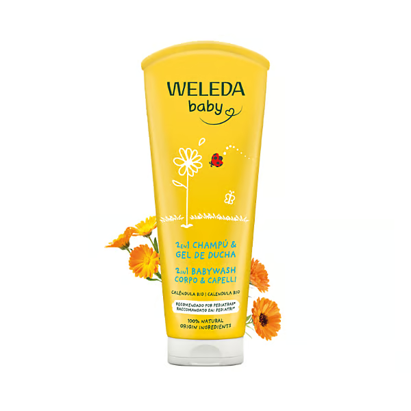 Envase de Weleda Champú y gel de ducha de caléndula 200 ml