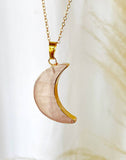 moon pendant with rose quartz gemstones